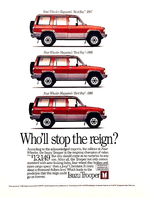 Isuzu Trooper 1989 — anuncio original de revista — anuncio impreso vintage Foto 1 de 1