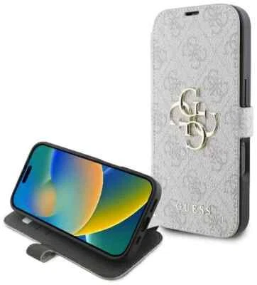 Genuine Guess Book Case 4G Metal Logo Impact for iPhone 16 Pink - Image 1 of 4