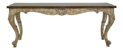 F51289EC: Country French Distressed Finish Console Table w. Cherry Top Cover