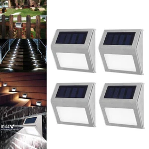 Solar Power 3 LED Wall Mount Light Outdoor Garden Path Way Fence Yard Patio Lamp - Picture 1 of 14