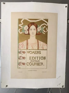linen-backed 1898 lithograph Alice Russell Glenny Womens Edition Buffalo Courier - Picture 1 of 5