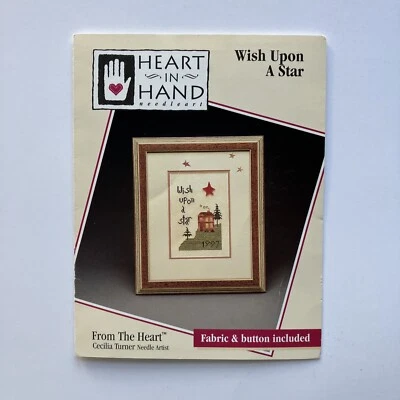 Vintage Heart in Hand Needle Art Wish Upon A Star Cross Stitch Pattern 1997 - Image 1 of 2