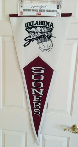 OKLAHOMA SOONERS Genuine Embroidered Wool Blend Pennant - 41" x 17"  ~ NEW Cover