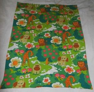 Kinder Bettwäsche Stoff 70er vintage fabric bedding 70s vtg Tiere wie Graziela - Bild 1 von 6