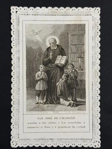 holy card santino merlettato canivet L. TURGIS PL. 627 "ST. JOSE DE CALAZANS" - Picture 1 of 2