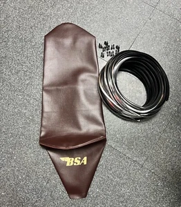 Seat Cover For BSA A50/A65 Raised (68-9330) BROWN WITH BROWN PIPPING - Picture 1 of 3