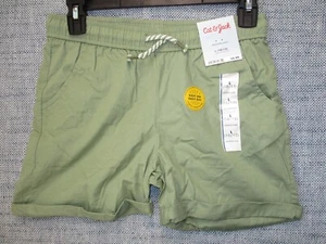 Girls' Rolled Hem Pull-On Woven Shorts - Cat & Jack™ Army Green L 10/12 - Picture 1 of 3
