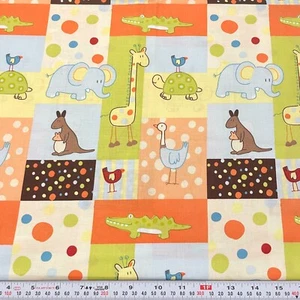 Animals Polka Dots Patchwork Jo-ANN Cotton Fabric by the HALF YARD - Picture 1 of 2