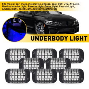 8Pods Blue LED Rock Lights Offroad Wired Underglow Neon Light Ambient Yacht Lamp - Picture 1 of 17