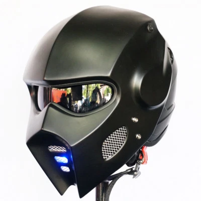 Casco de Motocicleta Iron Man Negro Mate LED Personalizado Calavera Personalizado Halloween Foto 1 de 4