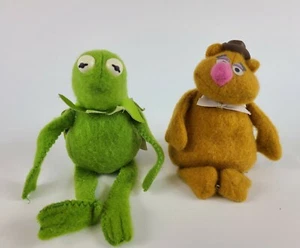Kermit La Rana + Fozzie Oso Muppet Beanbag Peluche Fisher Price Etiquetas raras años 70 - Imagen 1 de 12