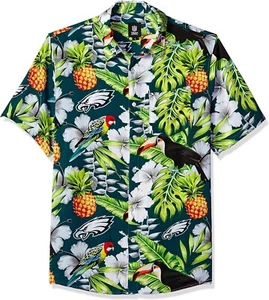 Philadelphia Eagles NFL Men’s Floral Button Up Short Sleeve Shirt Size Medium - Picture 1 of 7