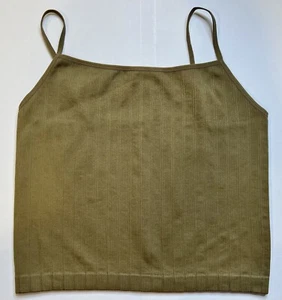 J.o & Co Damen Tank Top Gr. M-L gerippt grün oliv Spaghettiträger Stretch Neu mit Etikett - Bild 1 von 15
