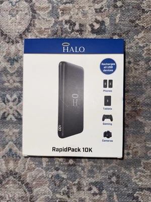 Halo RapidPack 10k Portable 10,000m/ah Battery Pack New in Box Black - Image 1 of 3
