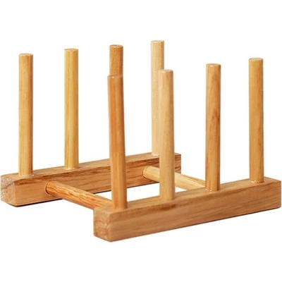 Бамбуковая стойка для тарелок кухонных шкафов органайзер для тарелок крышек горшков разделочных досок - Изображение 1 из 4