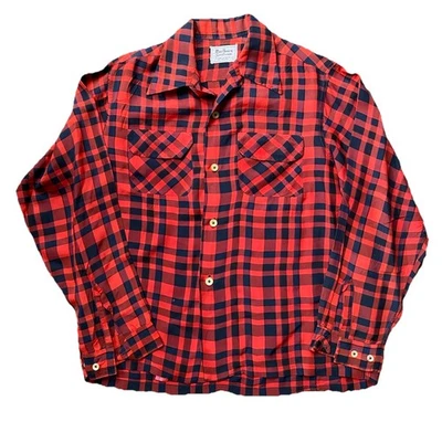 Винтажный 50-х Marlboro sportswear вискоза петля воротник рубашка L клапан карман рокабилли  - Изображение 1 из 4