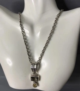 Vintage Sterling Silber Anhänger Halskette Hänger Tropfen Edelstein Zeichen 925 MR Italy - Bild 1 von 22