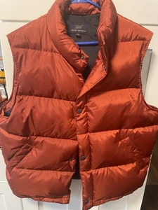 Vintage Mens 346 Brooks Brothers Puffer Down Snap Button Vest Medium Rust - Picture 1 of 7