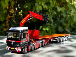 Mercedes Arocs Palfinger crane+jib flatbed trailer "Mammoet" WSI truck models - Picture 1 of 10