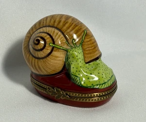 VTG RARE (Discontinued) Limoge France Snail Marque Peint Main Trinket Box - Picture 1 of 7