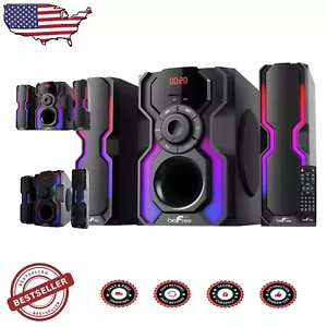 Powerful 80W Bluetooth Multimedia Speaker with LED Lights & FM Radio - Black - Picture 1 of 6