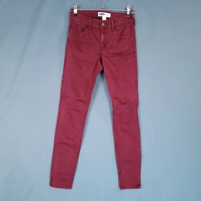 Pantalones para mujer Old Navy Rockstar súper ajustados tiro bajo recto color vino talla 4 Foto 1 de 4