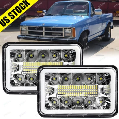 Par de faros LED de haz alto bajo rojo DRL para camioneta Dodge Dakota 1987-1995 4x6" Foto 1 de 4