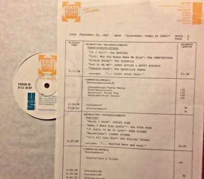 9/15/87 SOLID GOLD SCRAPBOOK PRESENTS 19 TOP HITS FROM TODAY IN 1964 STONES, DC5 - Image 1 of 2