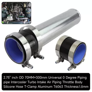 70mm 2.75" Aluminum Intercooler Turbo Pipe Piping Tube + 2PCS Silicone Hose BK - Picture 1 of 9
