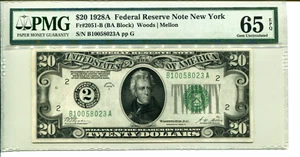 Fr 2051-B 1928A $20 Federal Reserve PMG 65 EPQ GEM UNCIRCULATED - Picture 1 of 2