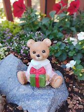 Vintage Homco Christmas Teddy Bear Holding A Present Figurine Porcelain 5211