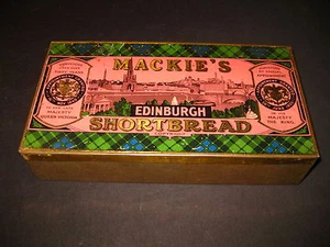 VINTAGE EARLY Mackie's Edinburgh SHORTBREAD ADVERTISING LITHO TIN BOX 1900s - Picture 1 of 7