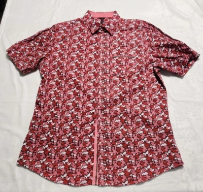 SMASH Men’s XL Red Pink Camo Button-Down Shirt 100% Cotton Short Sleeve Casual - Image 1 of 4