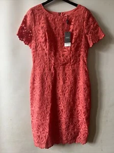NEXT Coral Dress Midi Length Shift Pencil Special Occassion UK12 NEW with TAGS - Picture 1 of 10