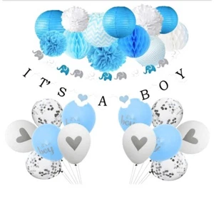 Baby Boy Shower Decorations, Baby Shower Decoration Kit with It’s A Boy Banner! - Picture 1 of 6