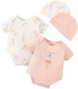 Baby Girls' 0-12 Months 4-Piece (Short Sleeve) Bodysuits Set, 0-1 M - Picture 1 of 6