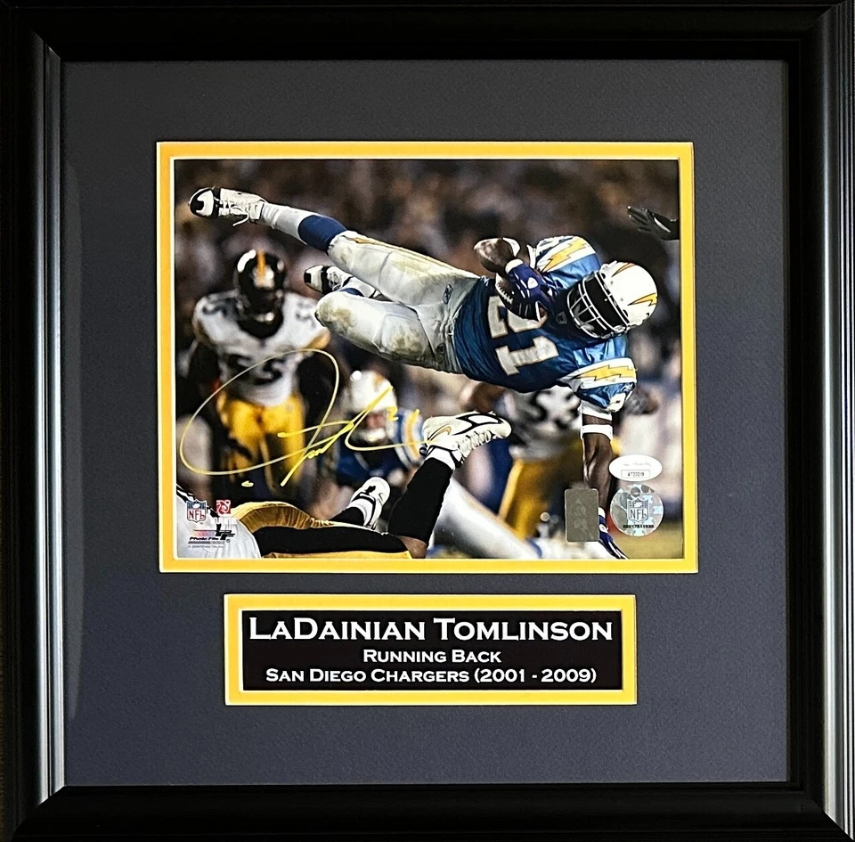 LaDainian Tomlinson framed signed 8x10 photo NFL San Deigo Chargers JSA COA - Image 1 of 1