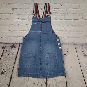 Tommy Hilfiger Overall Skirt Girls Sz Small (7) Embroidered Denim Pinafore Blue - Picture 1 of 6