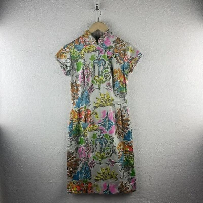 Túnica vintage años 50 S moda sol hawaiana colorida floral hawaiana tiki dobladillo dividido Foto 1 de 4