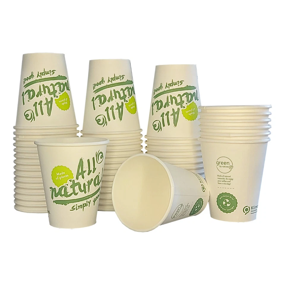 BIO Weiße Kaffeebecher to go Pappbecher coffee to go Becher 200ml 8oz - Bild 1 von 1