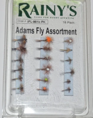 Rainy's Adams Flyfishing surtido 18 moscas por paquete hembra mosdge dun etc. Foto 1 de 3