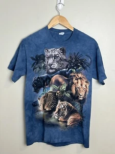 Vintage Batik Hemd Gr. Small Großkatzen Löwe Leopard Tiger Panther Delta Etikett - Bild 1 von 9