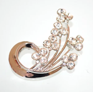 Spilla donna argento metallo strass brillantini cristalli fiori elegante UF15 - Foto 1 di 1