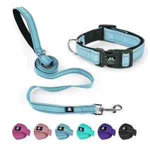 Reflective Dog Collar and Leash SetSoft Neoprene PaddedAdjustable Nylon Dog C... - Picture 1 of 6