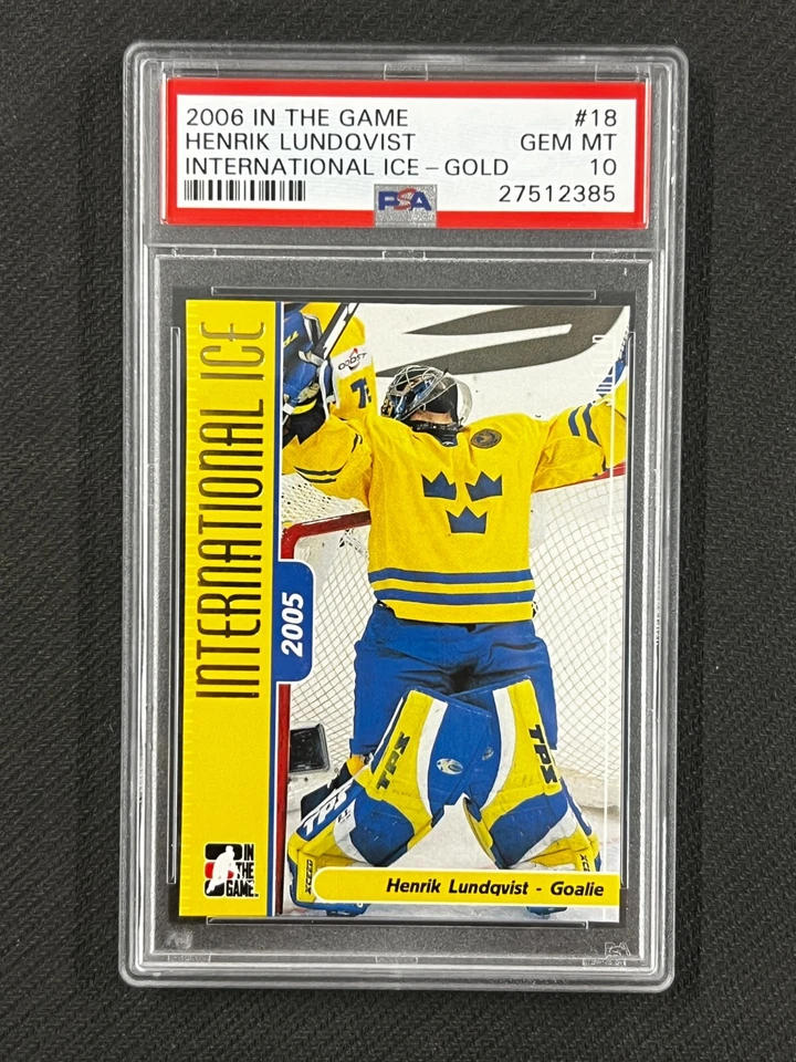 PSA 10 2006-07 ITG International Ice #18 Henrik Lundqvist Sweden Gold /10 POP 1! - Image 1 of 2