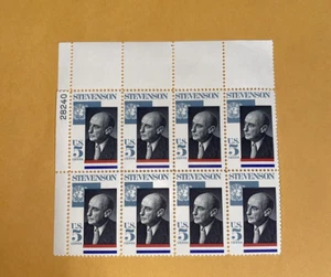 Scott #1275 5¢ Adlai Stevenson Block of 8 Unhinged VF - Picture 1 of 1
