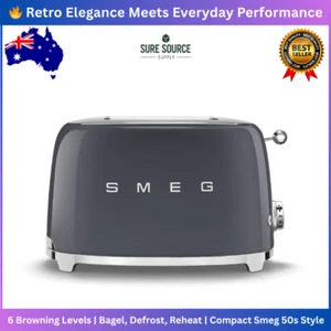 Smeg 50's Style Toaster 2 Slice Slate Gray Genuine ITALY Designed - Picture 1 of 5