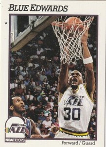 FREE SHIPPING-MINT-1991-92 NBA Hoops Blue Edwards #208 JAZZ
