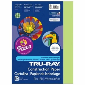 Tru-Ray Heavyweight Construction Paper, Chartreuse, 9" x 12", 50 Sheets NEW - Picture 1 of 6