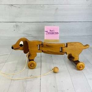 Wooden DACHSHUND Sausage Dog Articulated Joined Body 18.5" Long Pull Along Toy  - Picture 1 of 10